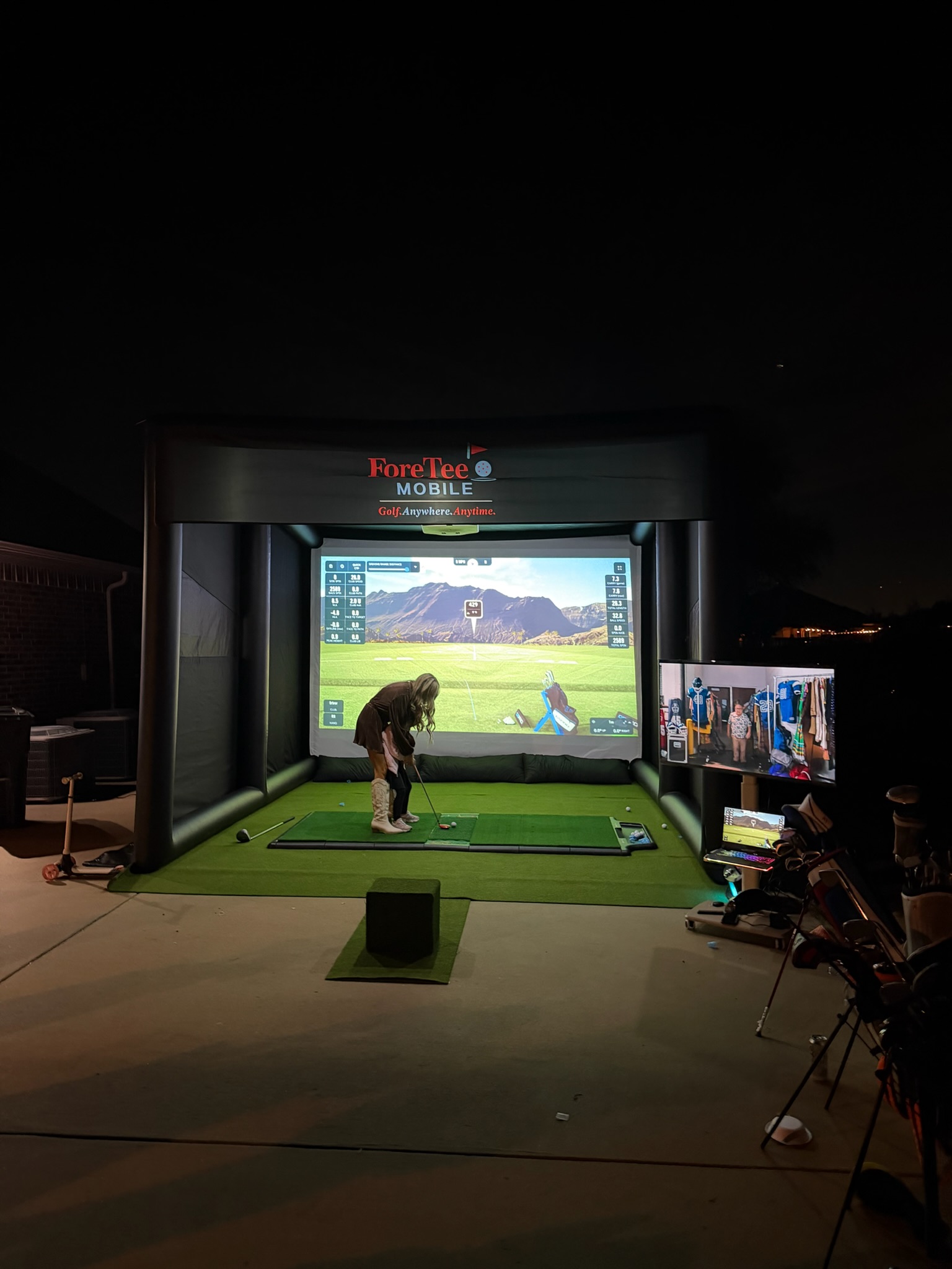 Guests enjoying the simulator — action shot